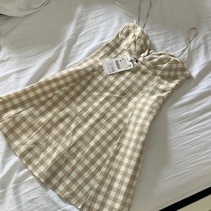 ZARA NWT brown & white checkered mini dress!